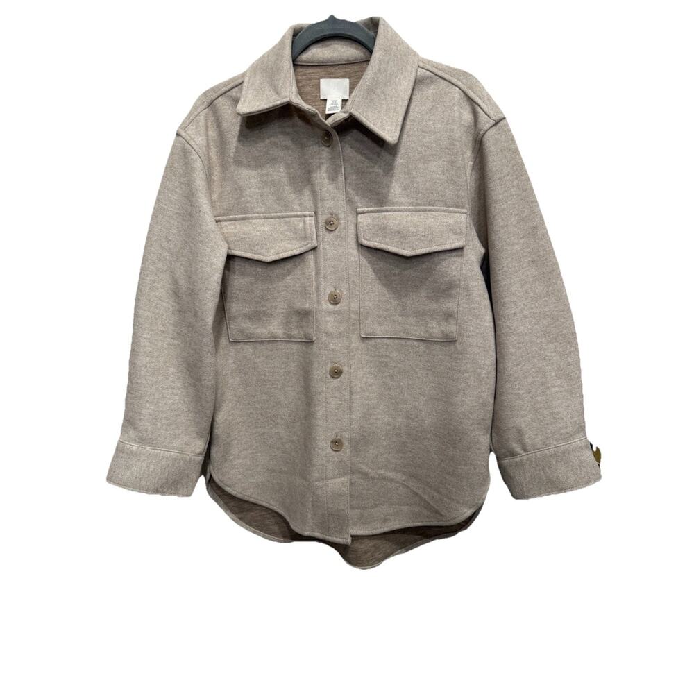 H&M Women’s SHACKET Oversized Jacket Beige Size XS Grunge Lagenlook Bloggers EUC